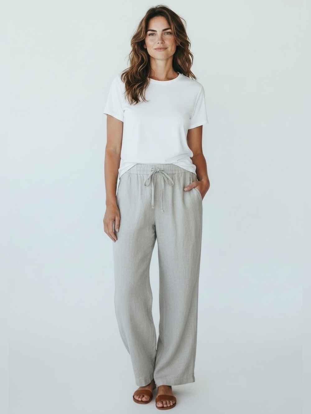 St. Tropez Drawstring Linen Pants size large